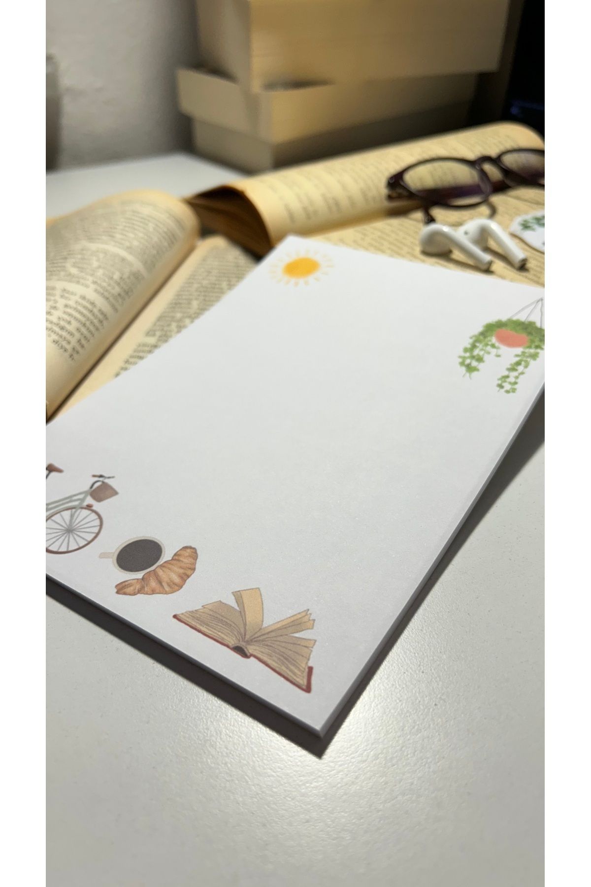 Handeto Kraft-لوحة ملاحظات مقاس A5 بتصميم الدراجة - دفتر ملاحظات قابل للفحص مع لوحة مذكرة غراء ودفتر ملاحظات غير مبطن 5