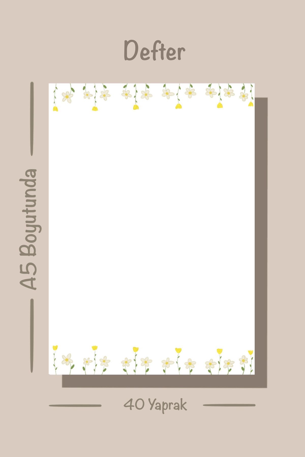 Handeto Kraft-Daisy Themed A5 Notepad - Check Pluck Notebook with Glue Memo Pad and No Line Notebook 6