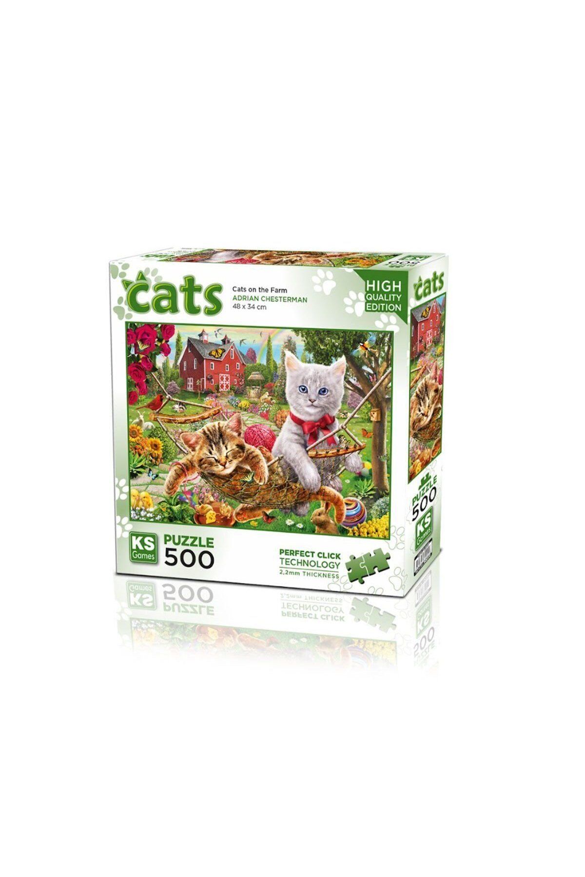Ks Puzzle 20043 Kediler Çiftlikte 500 Parça Puzzle -KS Puzzle