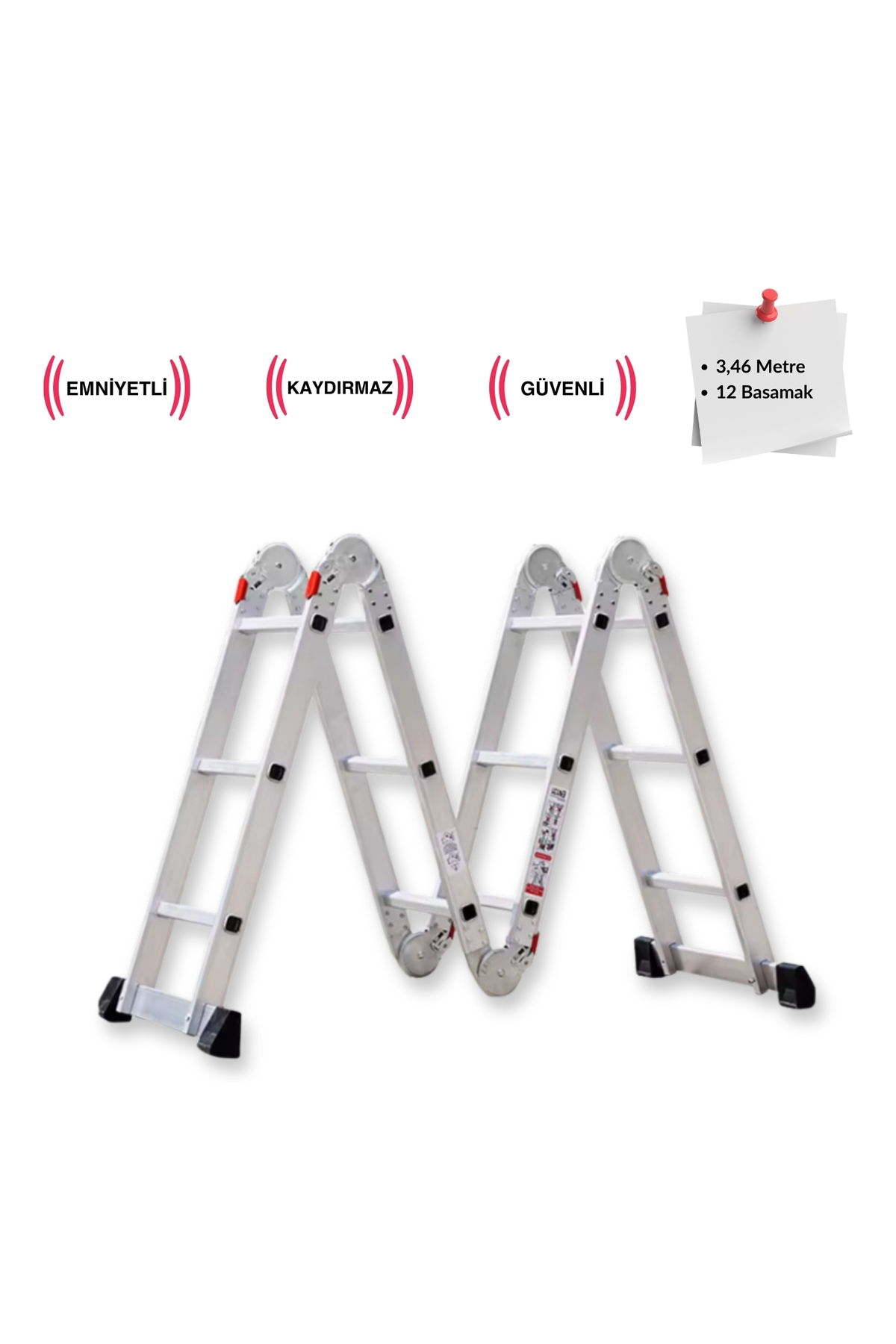 Endokon PLATFORMLU 3,46 Metre - 12 Basamaklı Akrobat Merdiven