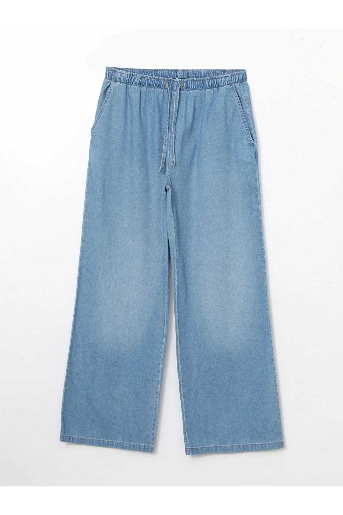 LC Waikiki Pantaloni De Damă Xside Blue Cu Talie Elastică Cu Picioare Largi Femeie - 26
