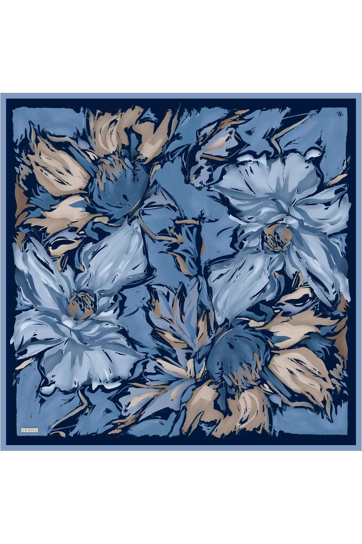 Desenli Saf Ipek Twill Eşarp 9337- 81 - 4