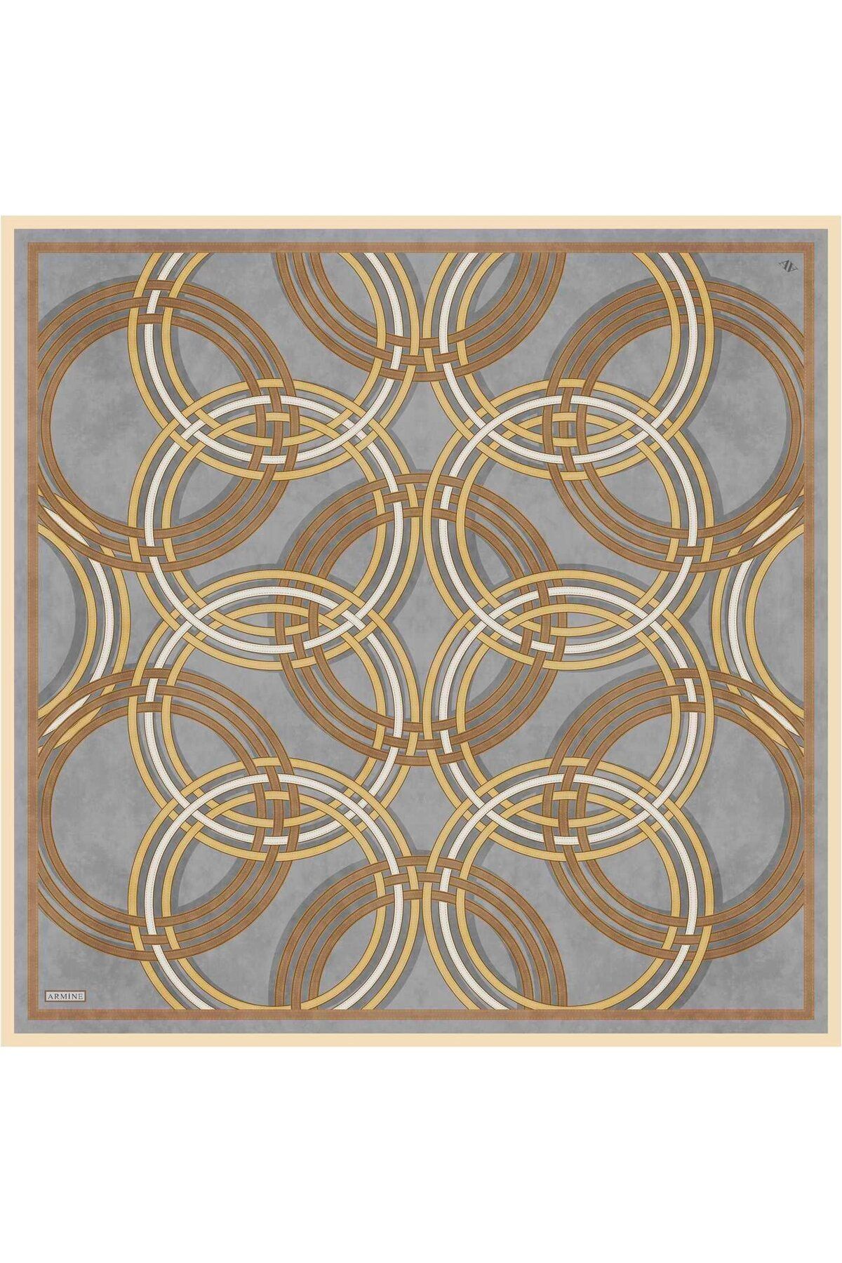 Armine-Patterned Pure Silk Twill Scarf 9333- 32 6