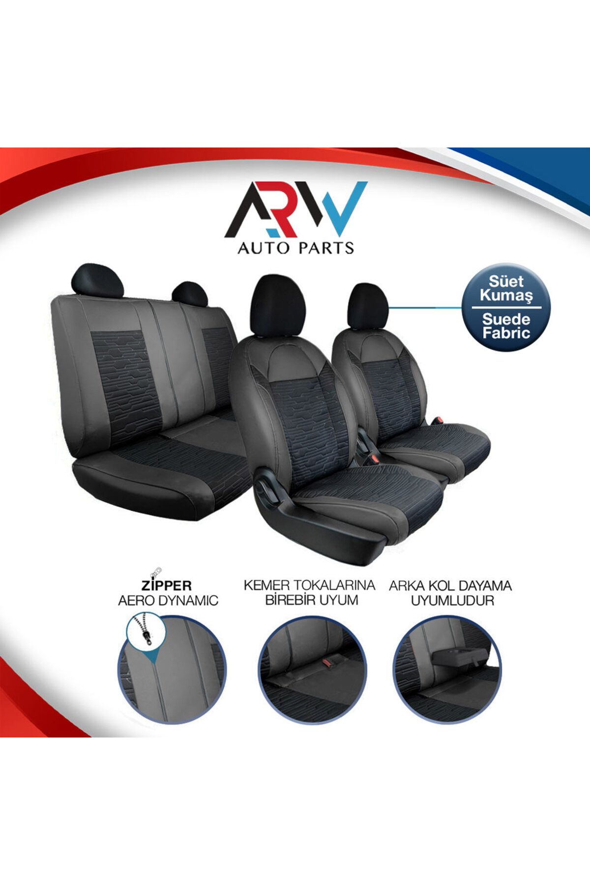 ARW Mitsubishi Carisma Uyumlu Lüks Deri Oto Koltuk Kılıfı Ön Arka Set Premium Siyah