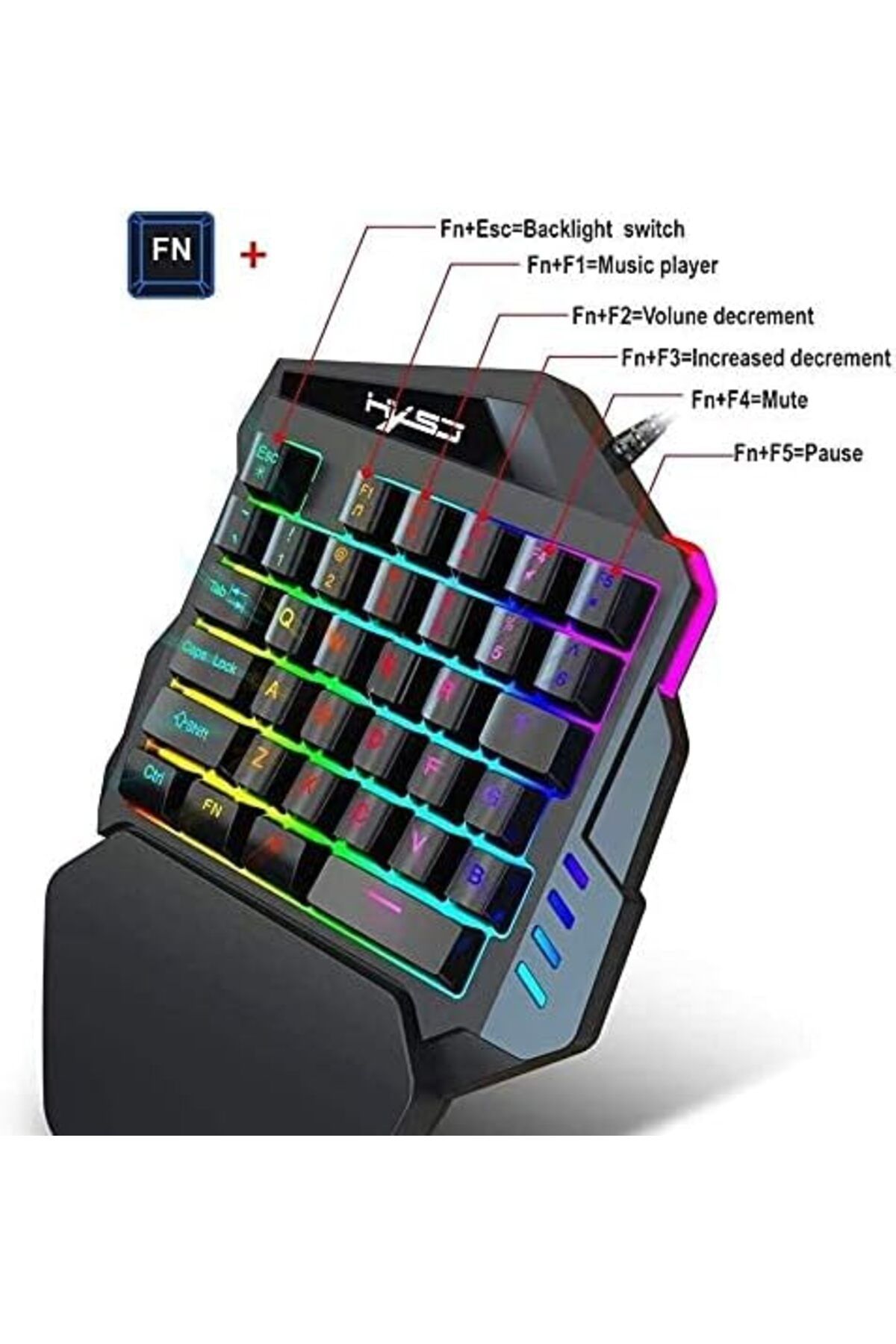 fulina-One-Handed Mechanical Gaming Keypad,Adjusted LED Backlit, Ergonomic Game Controller,With 1.5m Line 4