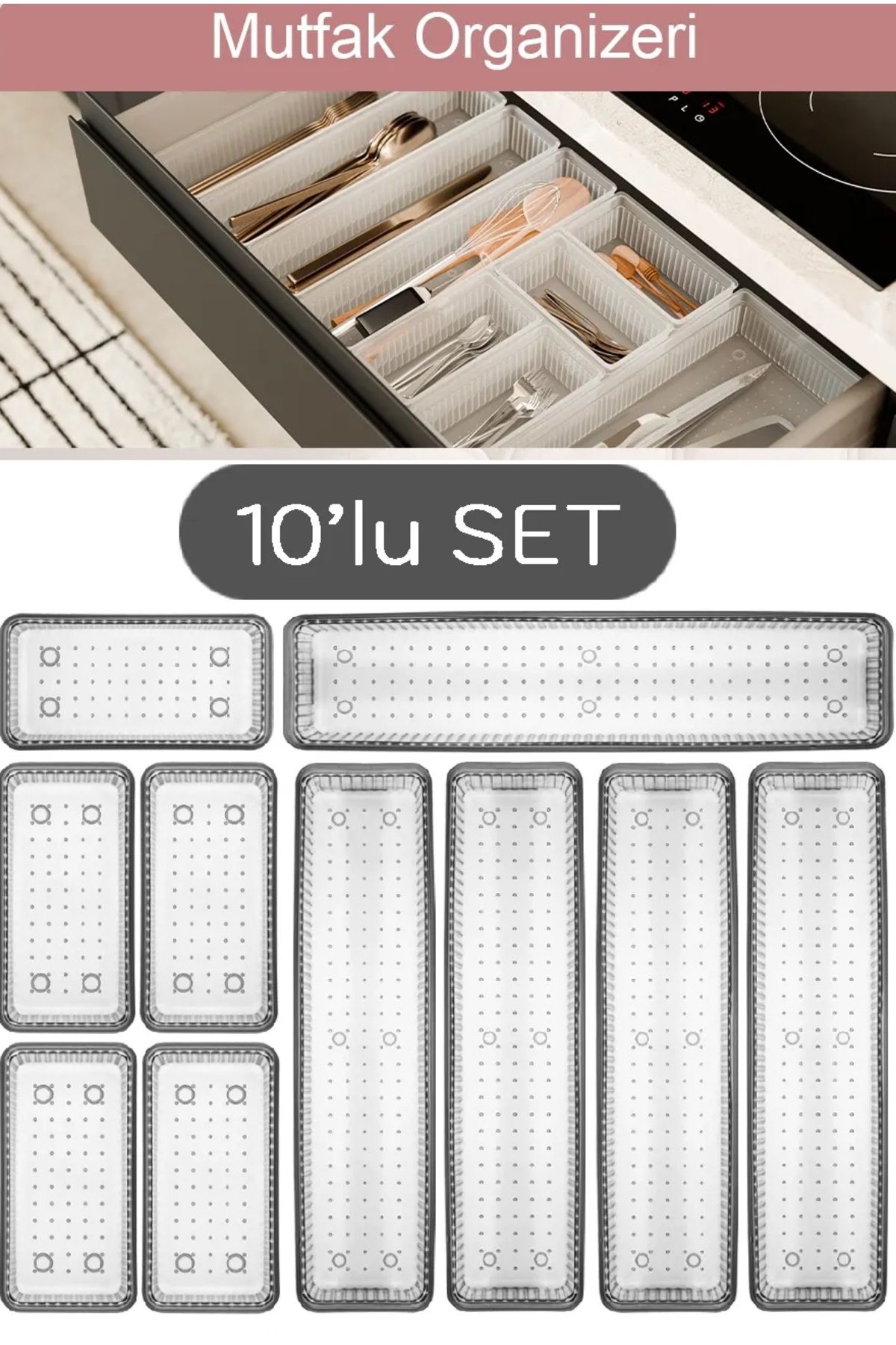Bayev Set Modular Bade De 10 5+5 Organizator Pentru Sertar Pentru Tacâmuri Organizator Pentru Linguri - One Size