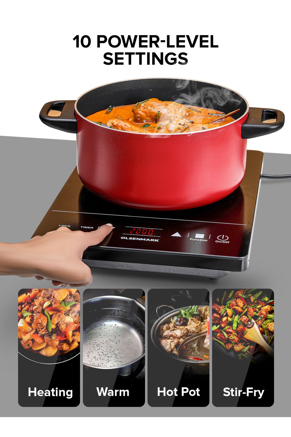 Olsenmark-Digital Induction Cooker 2000w Omic2091 Infrared Cooker Multi Stage Cooking 8