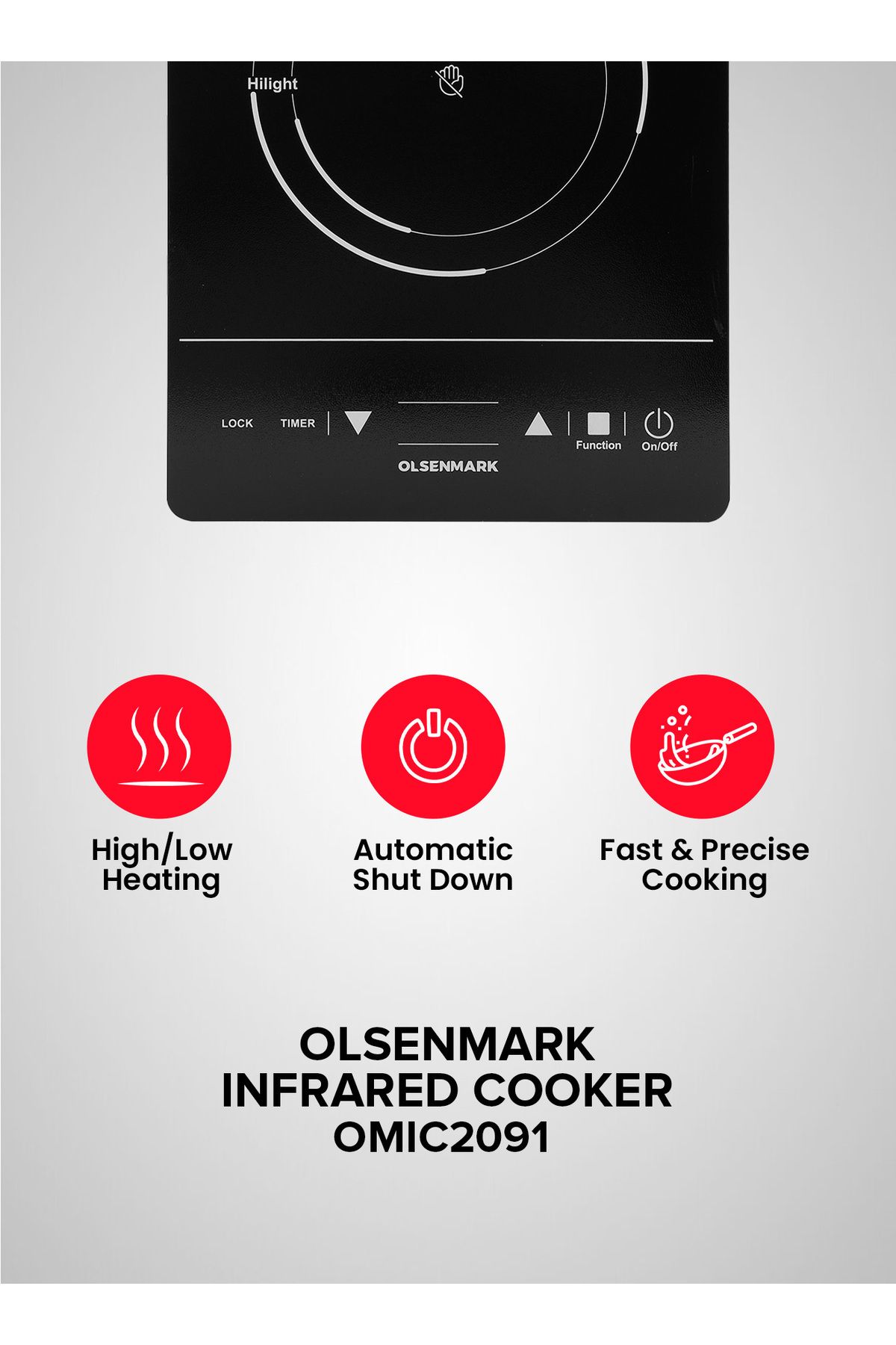 Olsenmark-Digital Induction Cooker 2000w Omic2091 Infrared Cooker Multi Stage Cooking 5