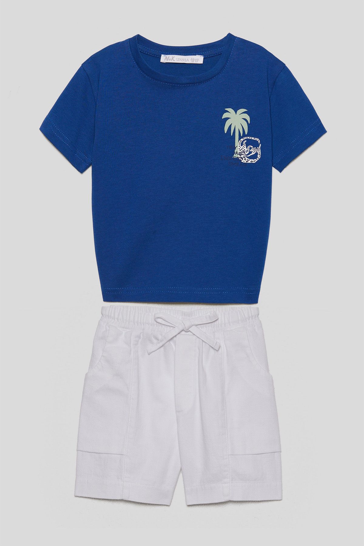 nk kids-Pantaloni scurți casual pentru băieți, din bumbac, cu talie elastică, cu șireturi, cu buzunare 3