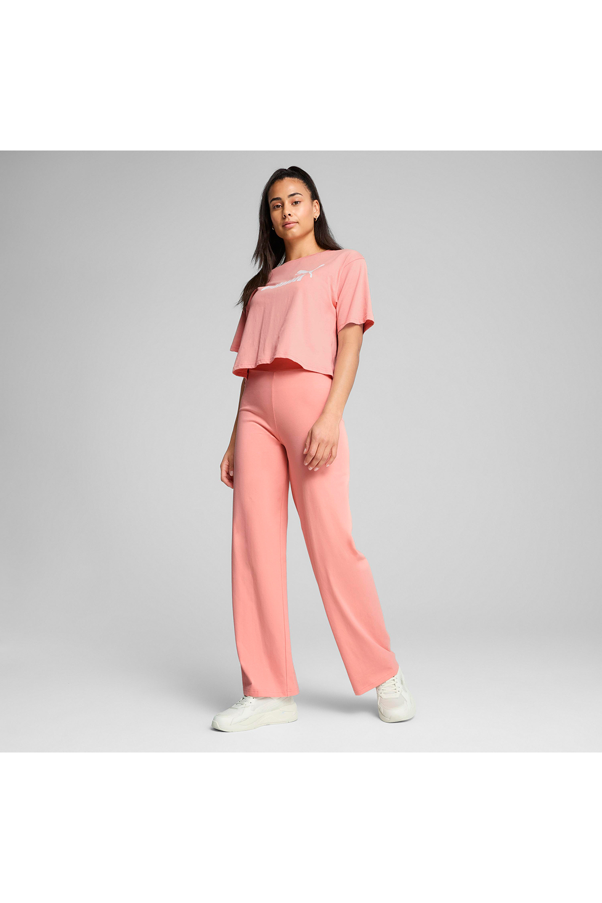Puma Essential Cropped No.1 Kadın Pembe Günlük Stil T-Shirt 68497218 görsel 3