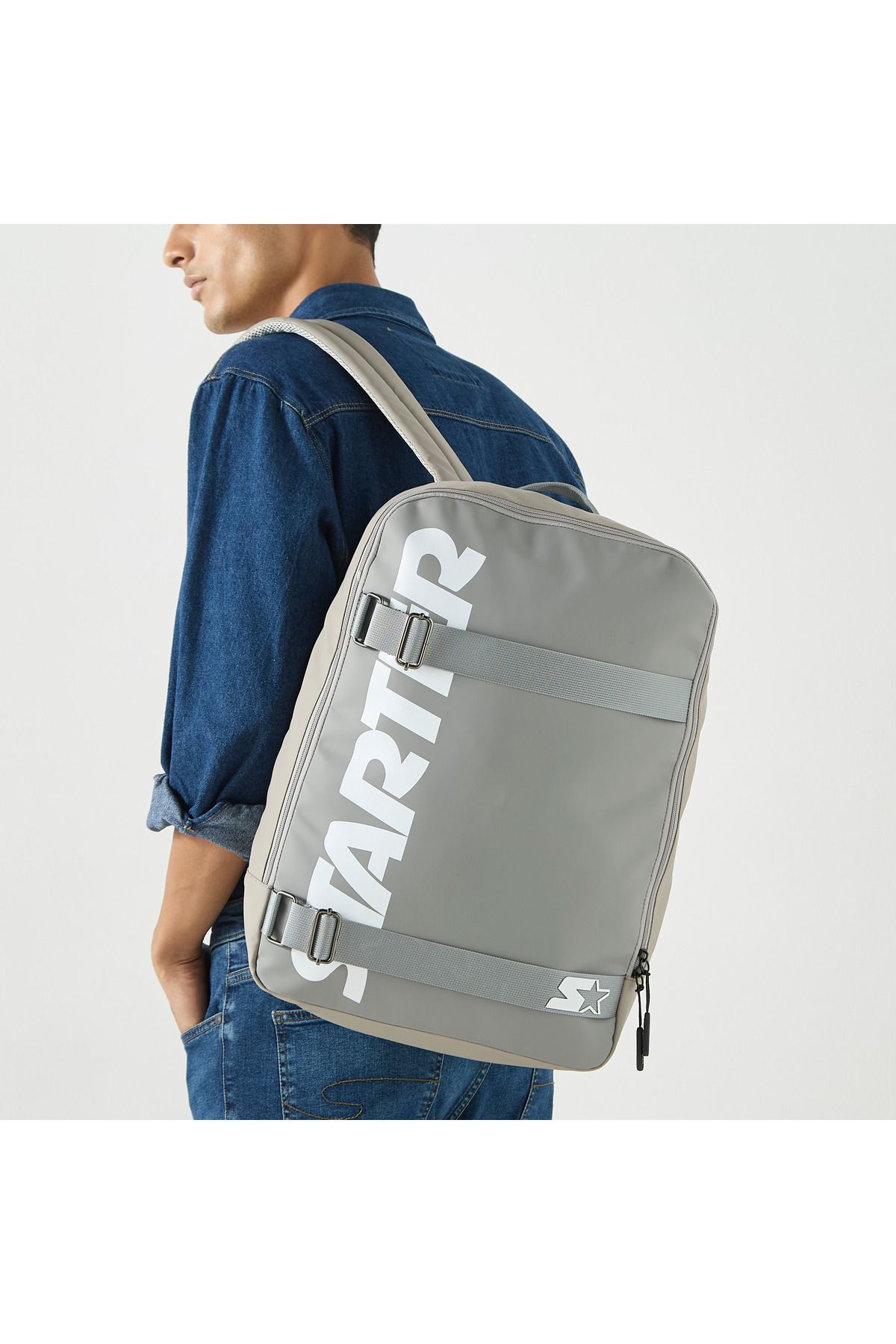 Starter-Logo Print Backpack With Adjustable Straps And Zip Closure 2