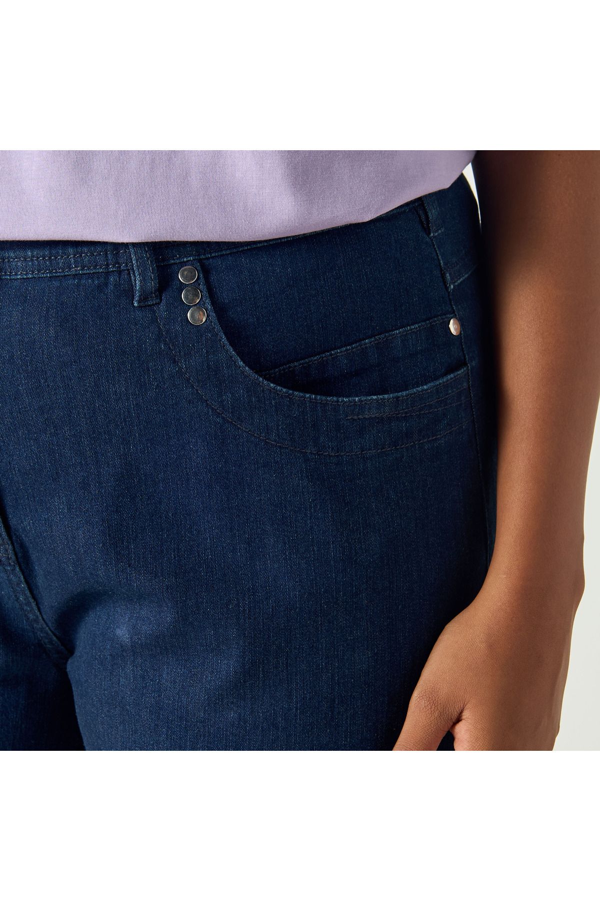 Ulla Popken-Plus Size Flared Jeans With Button Closure 4