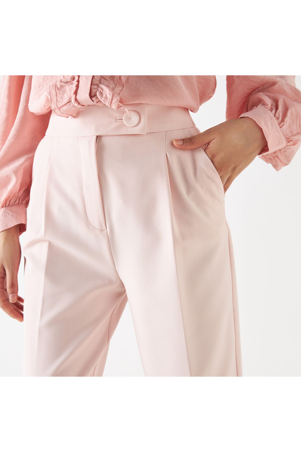 Iconic-Tapered Pants With Button Accent And Pockets 4