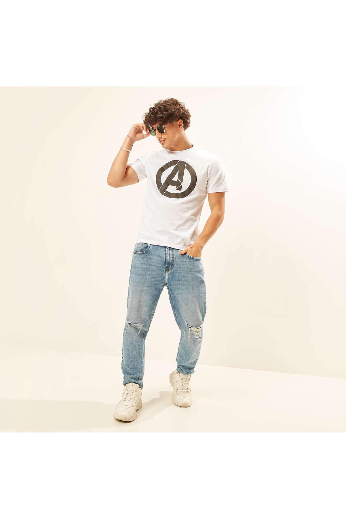 SP Characters-بدلة رياضية بأكمام قصيرة وياقة دائرية مطبوعة من Avengers 1