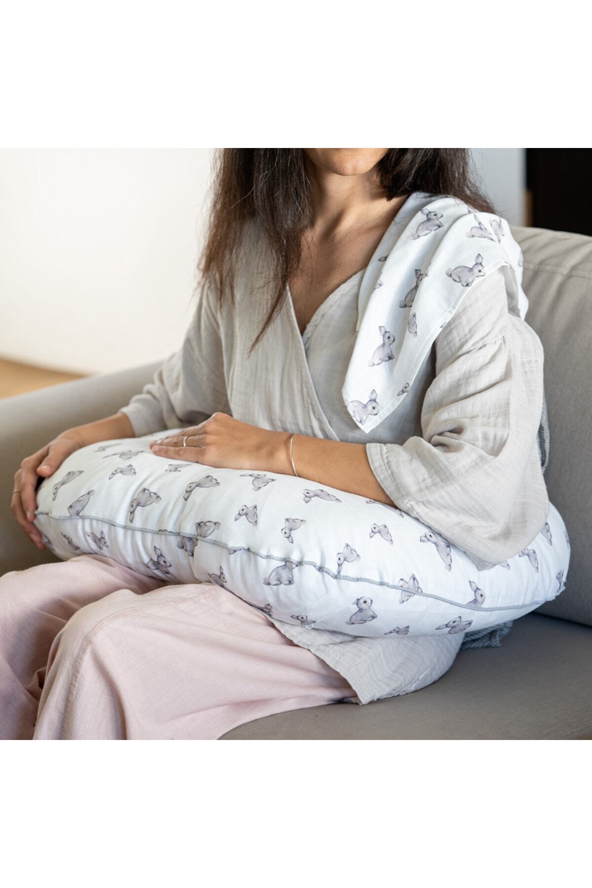 Deux Lapins % 100 Pamuk Müslin Bebek Emzirme Destek Yastığı - Iconique Lapin fotoğrafı 2 (önizleme)