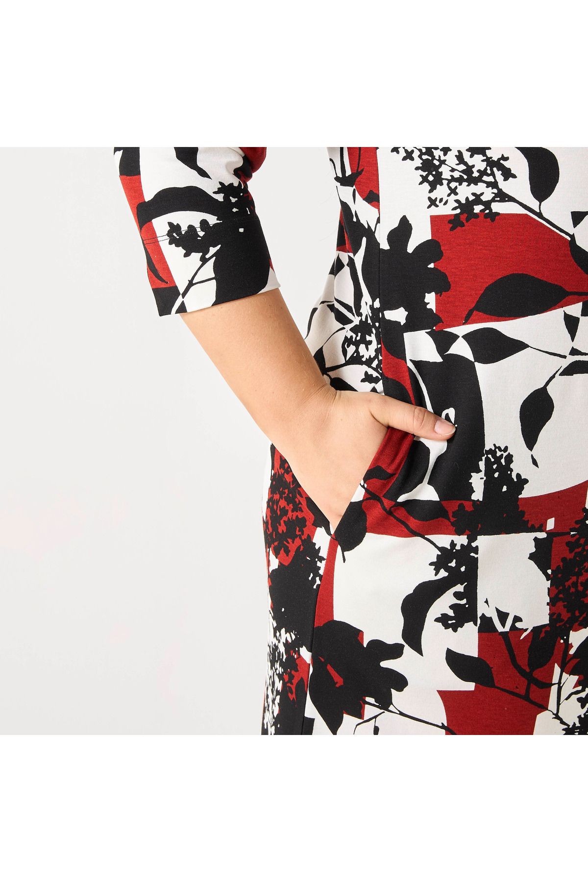 Ulla Popken-Plus Size All-over Print Dress With Pockets 4