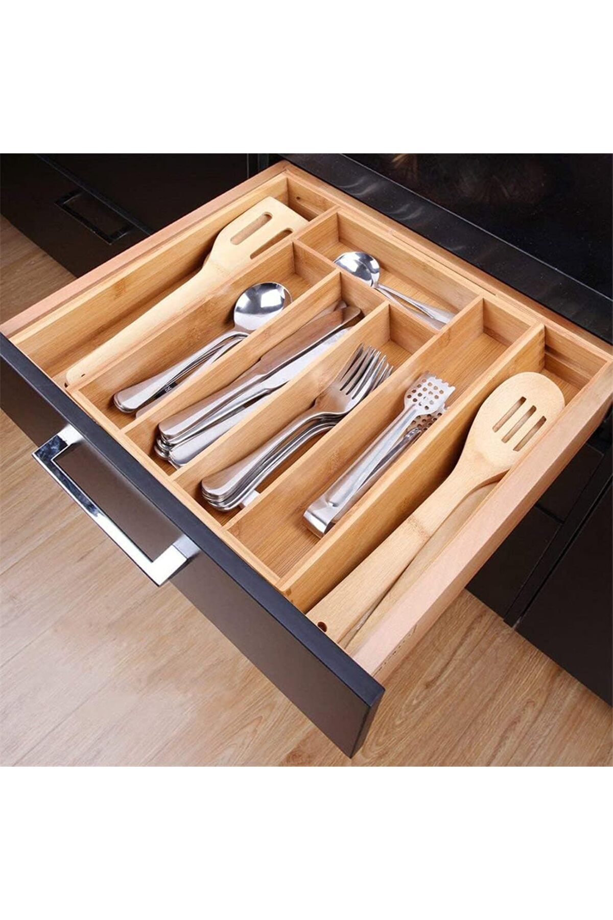 COOYA-Expandable Kitchen Drawer Organizer with Adjustable Grid Partitions for Cutlery Storage,39x36x5cm 2