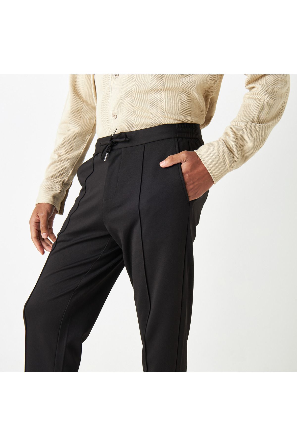 Iconic-Solid Pants With Drawstring Closure And Pockets 4
