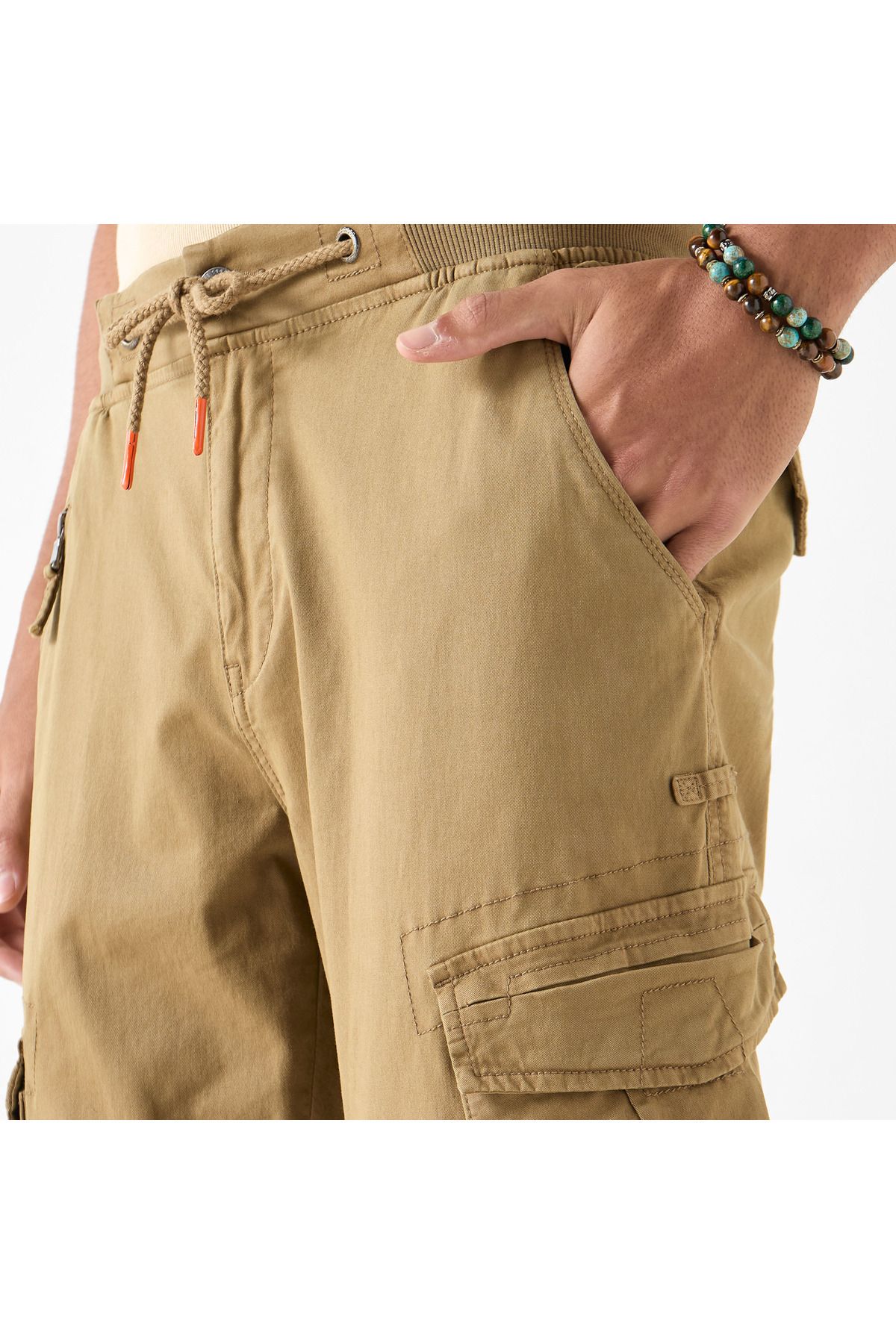 Lee Cooper-Regular Fit Cargo Pants With Drawstring Closure And Pockets 4