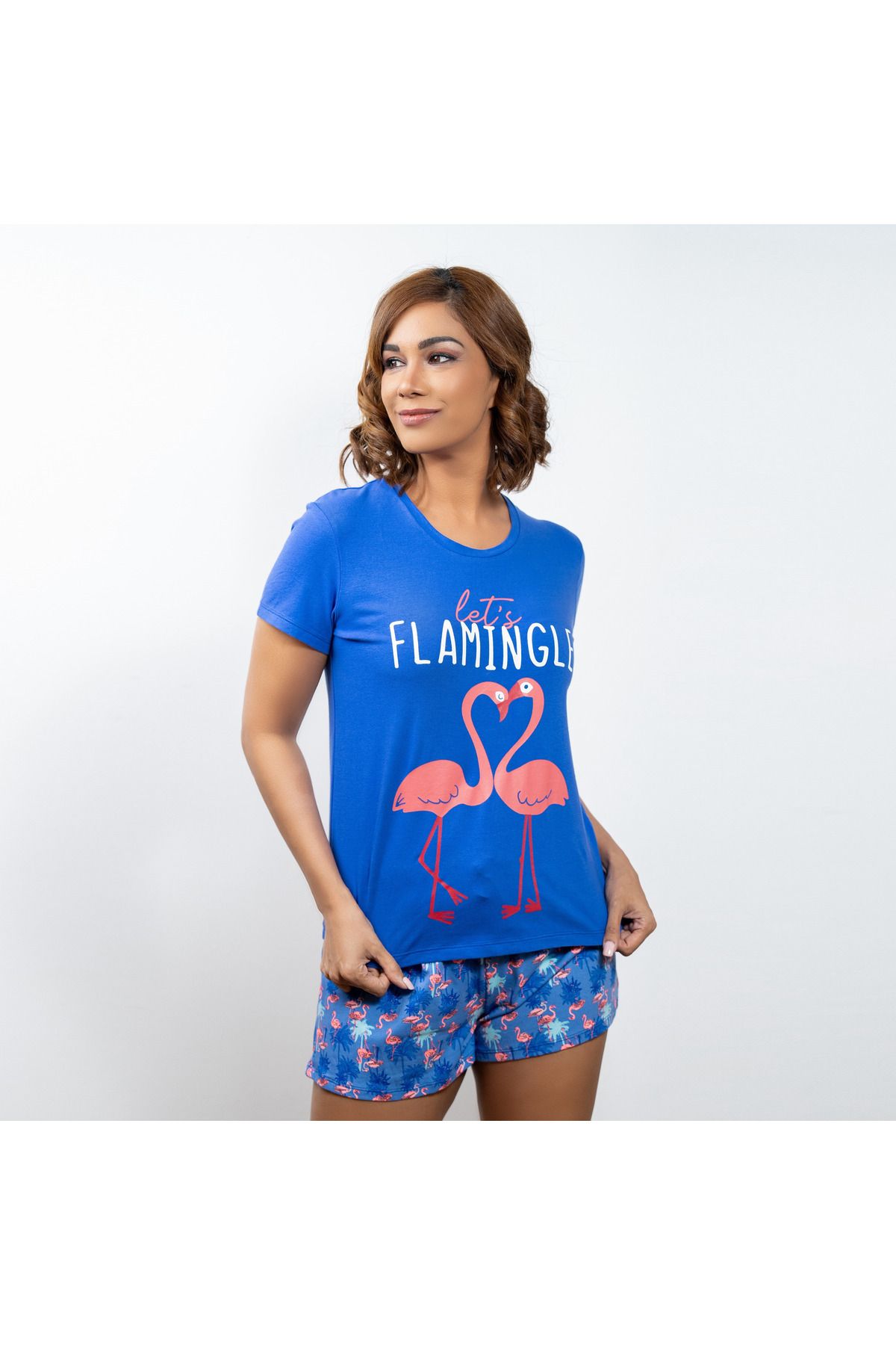 Aadaraya-Printed Round Neck T-shirt And Elasticated Shorts Set 2