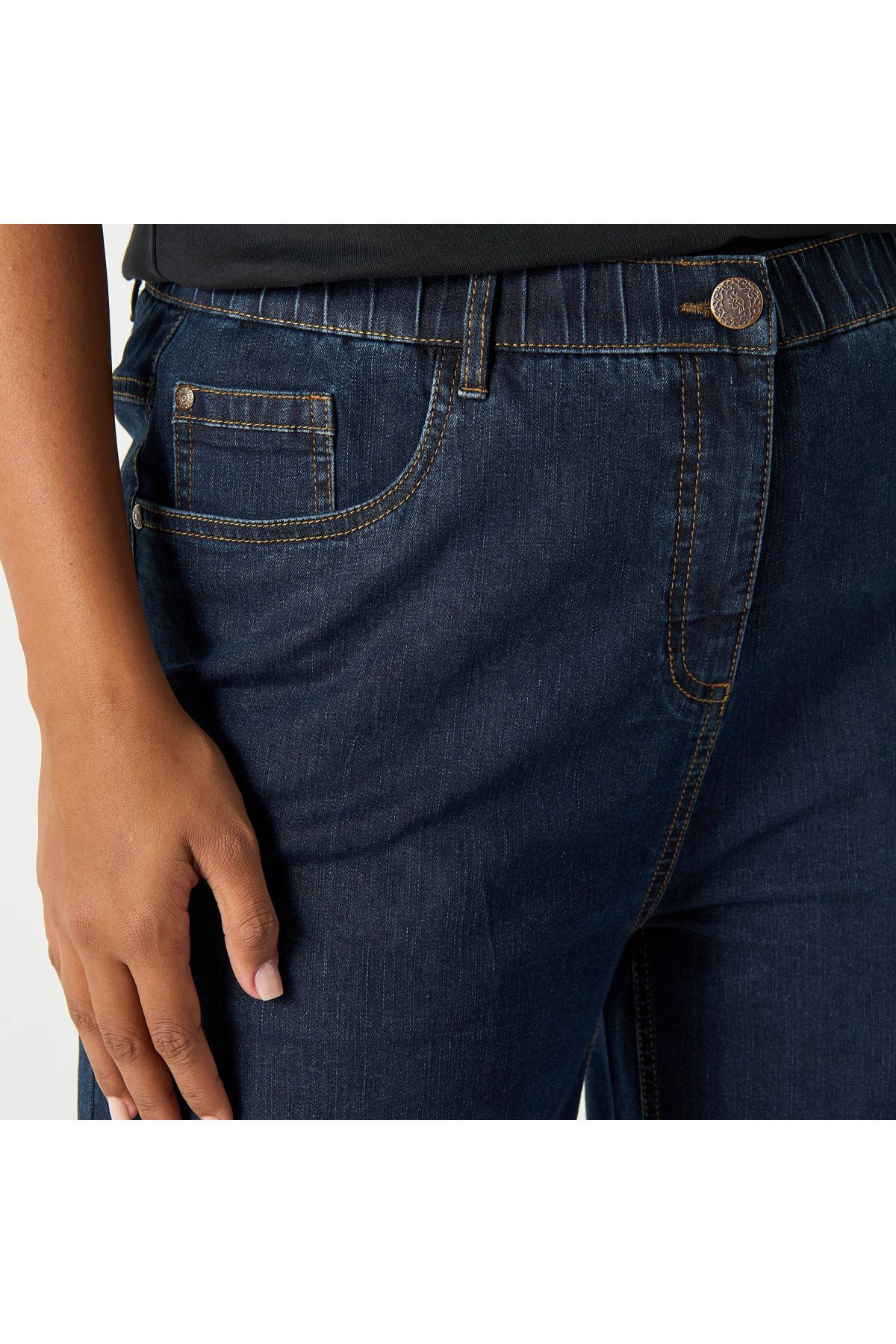 Ulla Popken-Plus Size Regular Fit Jeans With Pockets 4