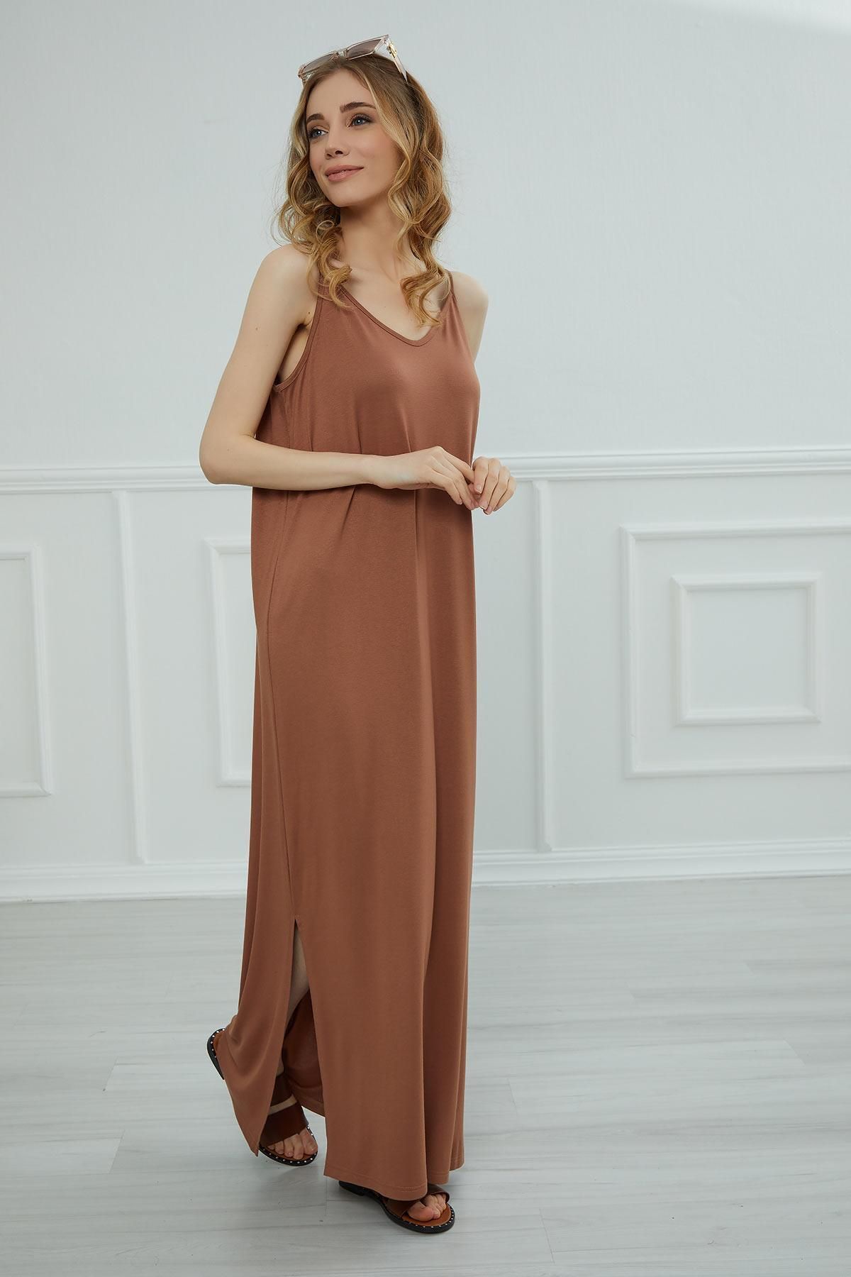 Aisha's Design-Straps Combed Cotton Long Dress,Elb-6 4