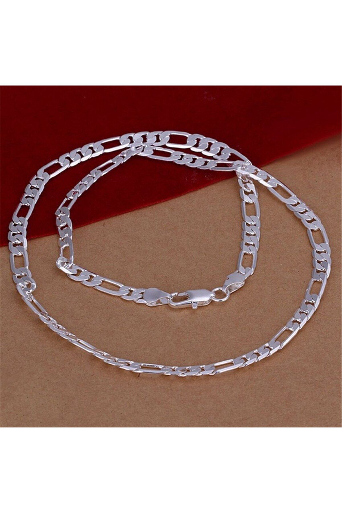 Choice-45cm 6mm Flat Chain Silver Color Solid Necklace Fashion Jewelry Women Men Wholesale High Quality Wed 3