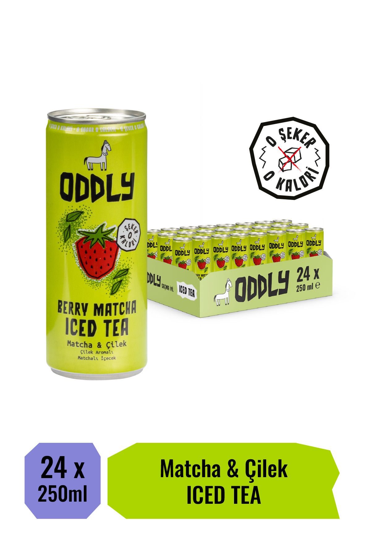 ODDLY BERRY MATCHA SOĞUK ÇAY KUTU ÇİLEK MATCHA - 0 ŞEKER & 0 KALORİ 250 ML X 24 ADET