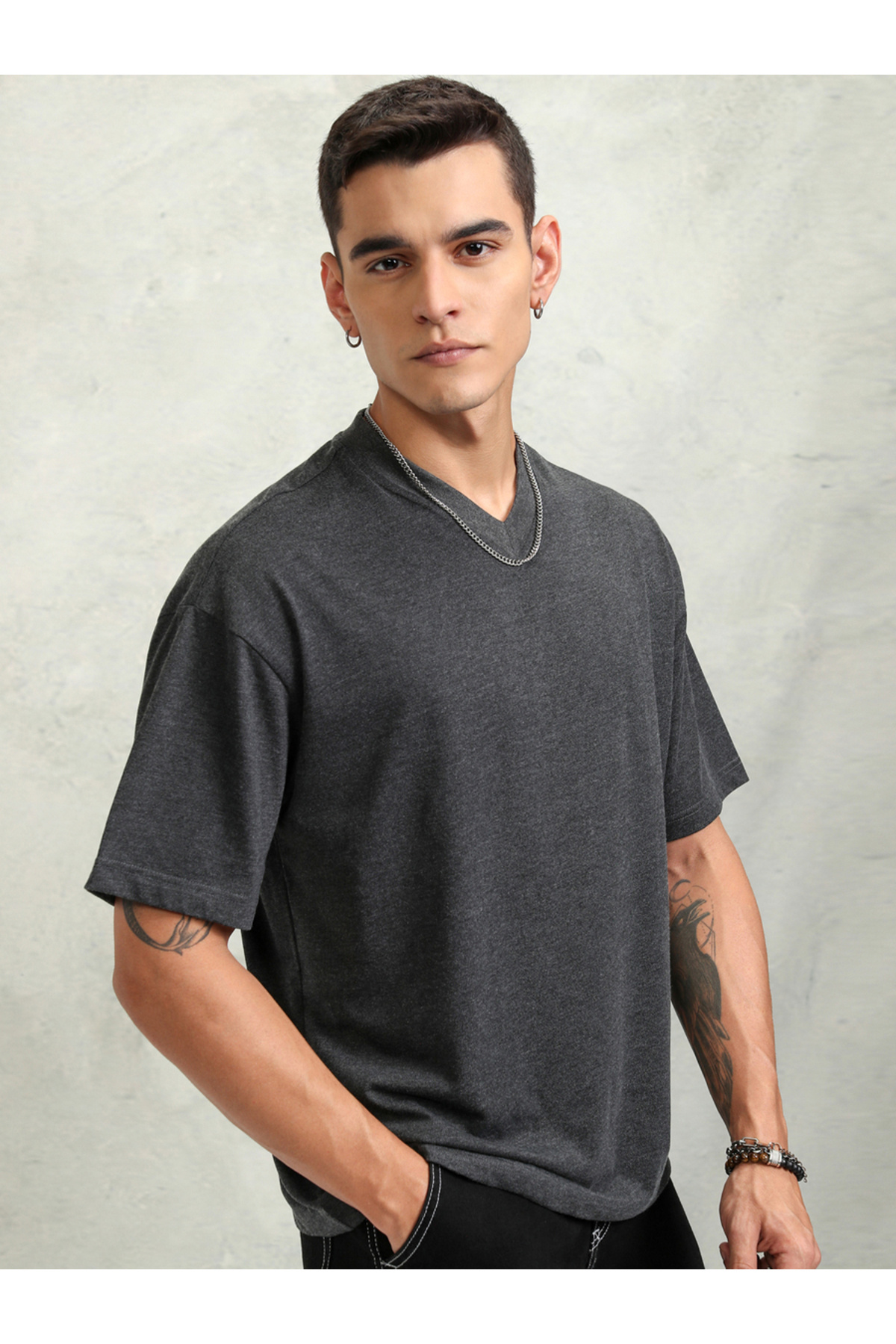 Highlander By Styli-Solid Regular Fit V-Neck T-Shirt 6