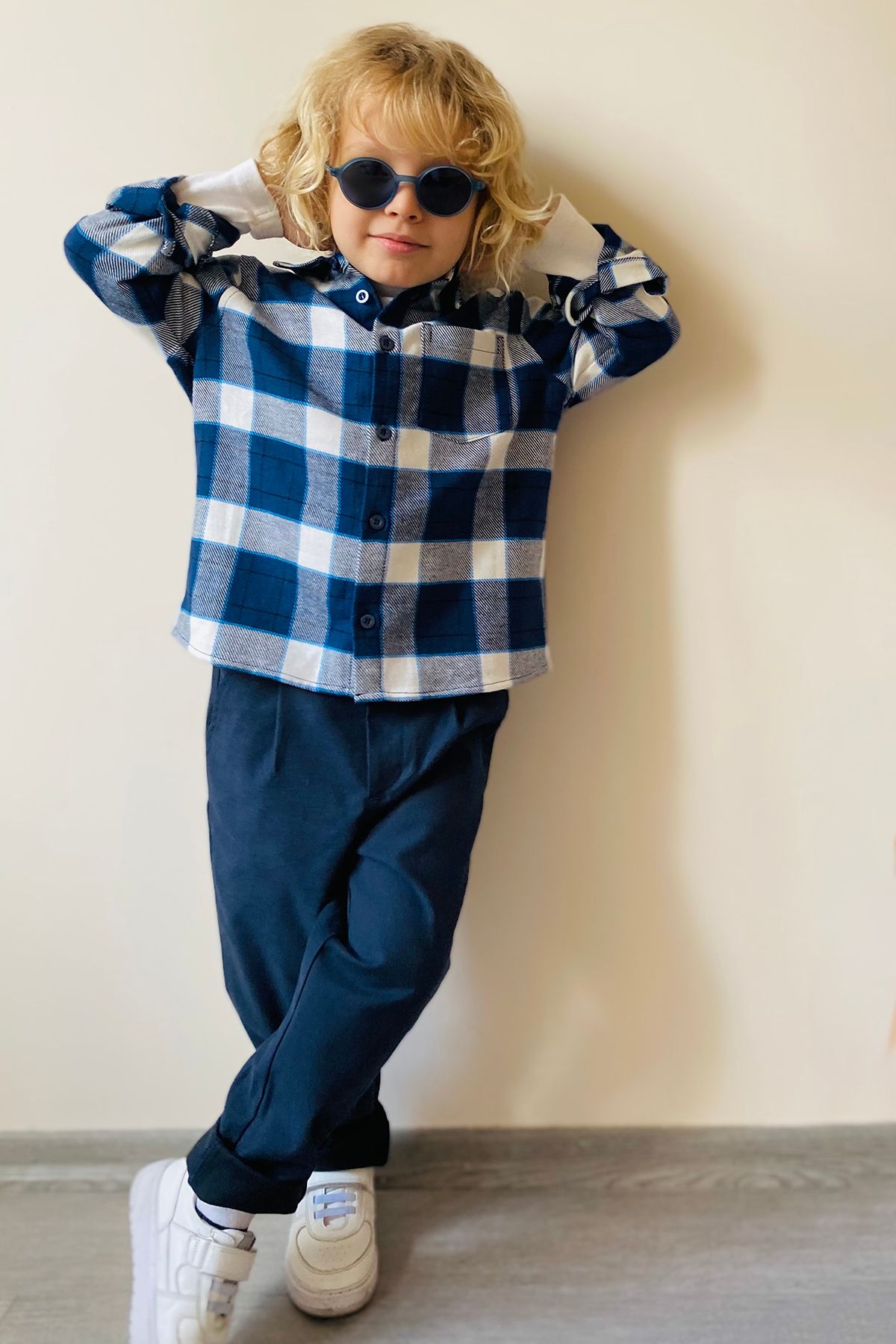 minojoy-Plaid Pocketed Boy's Shirt 2