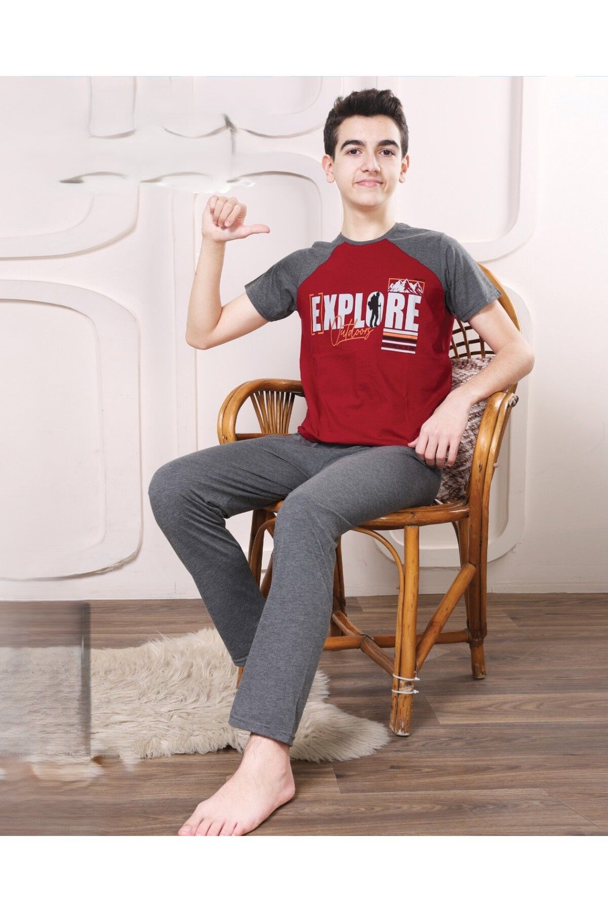 Pyjama Familya Set Pijama Cu Mânecă Scurtă Pentru Baieti Masculin - 11-12 ani