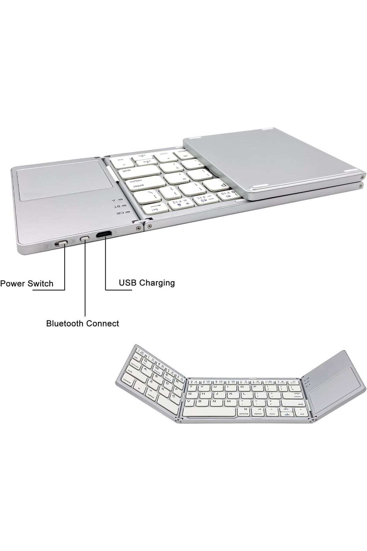 fulina-Foldable Bluetooth Keyboard,with Touchpad,Rechargeable Portable Wireless Keyboard,for PC Tablet 3
