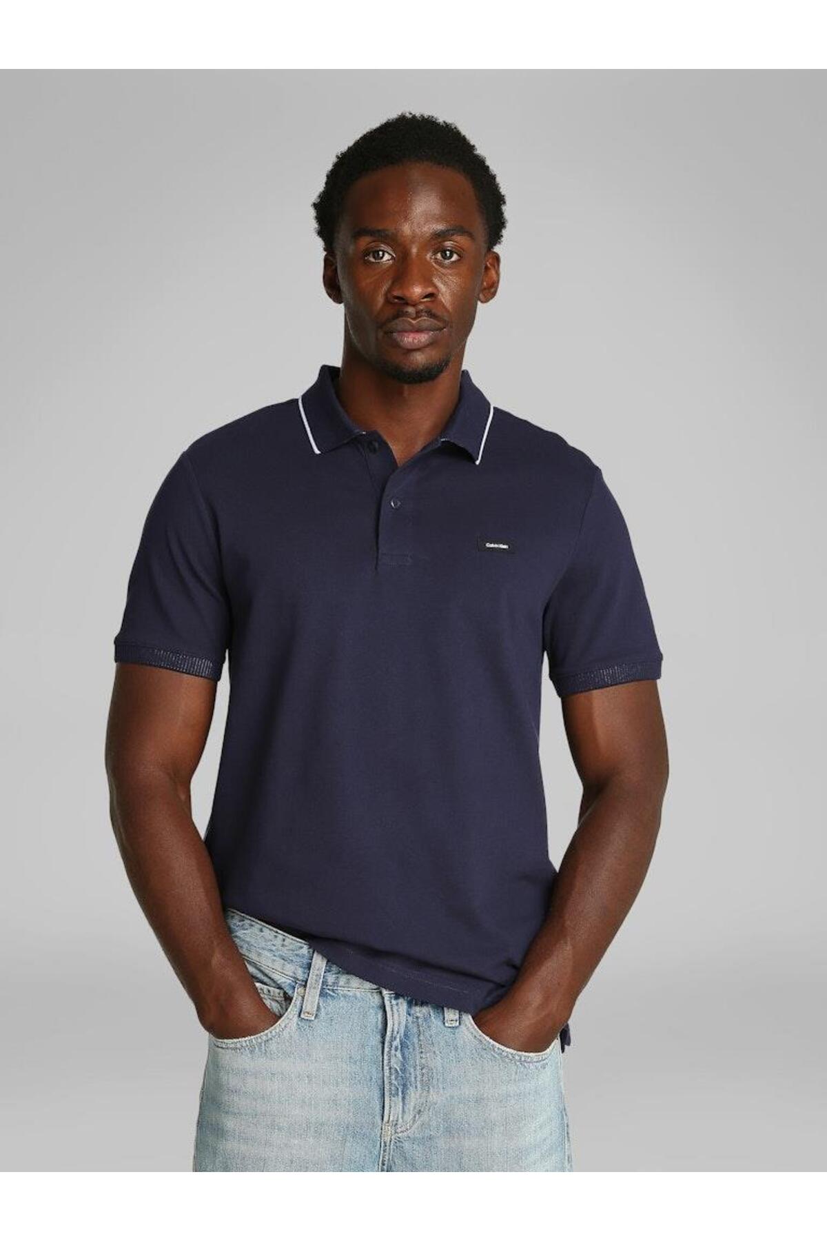 کلوین کلاین تی‌شرت پولو مردانه طرح STRETCH PIQUE MULTI TIPTING