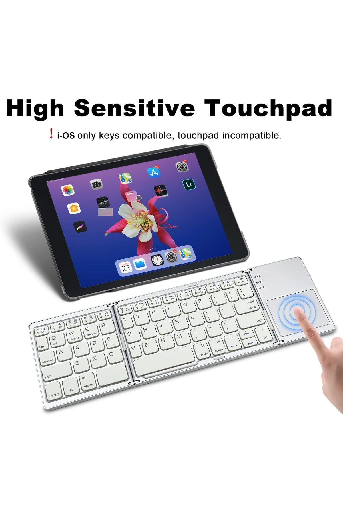 fulina-Foldable Bluetooth Keyboard,with Touchpad,Rechargeable Portable Wireless Keyboard,for PC Tablet 4