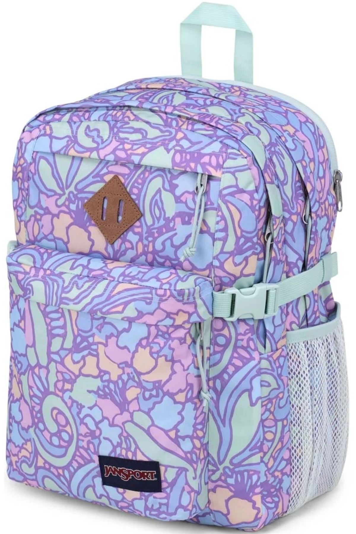 Jansport-Purple backpack with JanSport Main Campus print 3