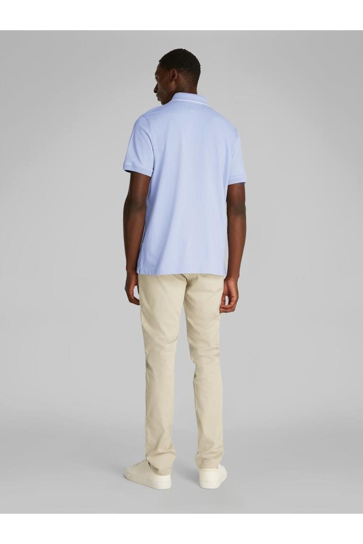 تی شرت یقه پولو آبی مردانه چوگان صاف و نخی Calvin Klein
