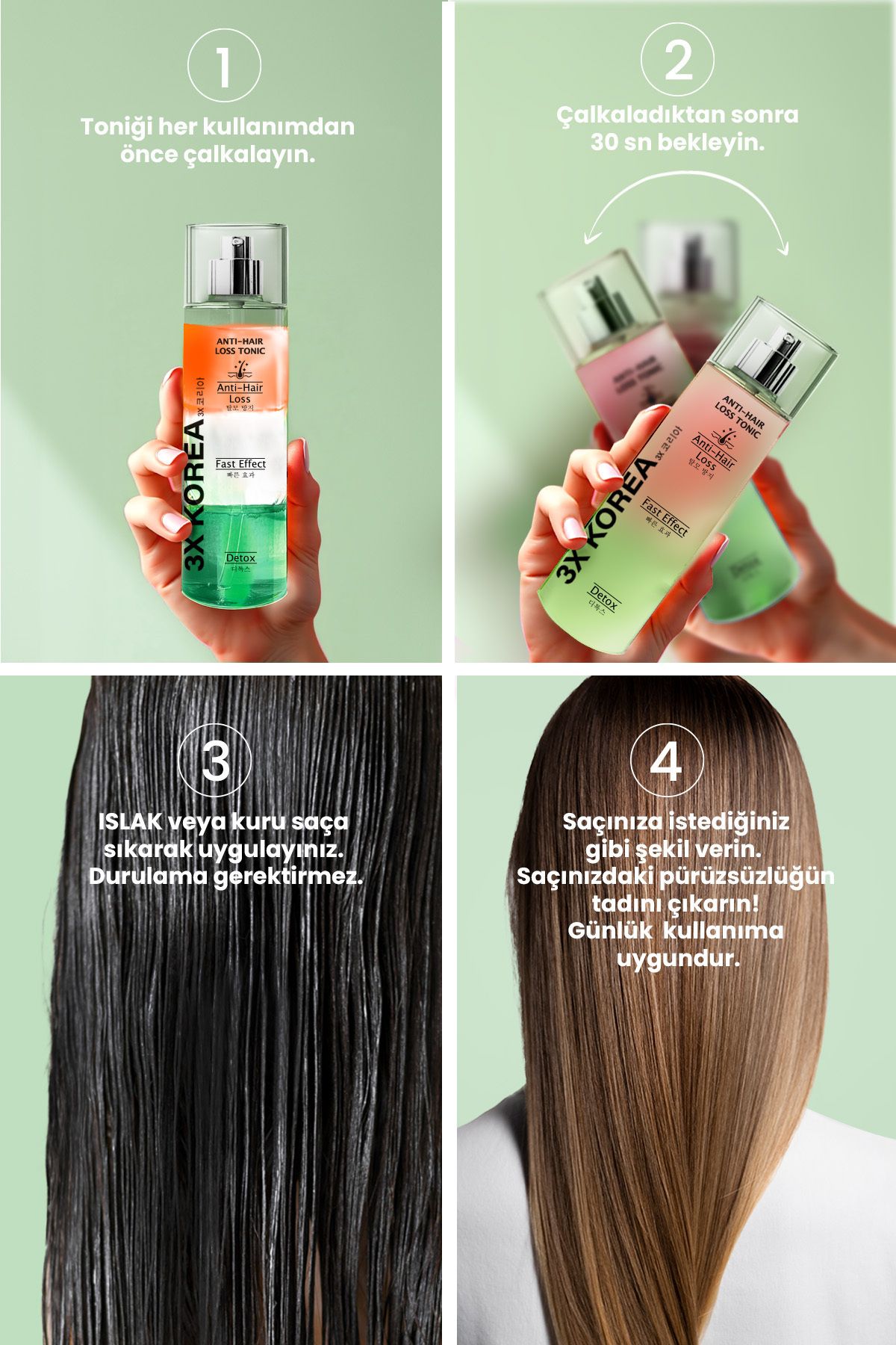 3x Korea-Hair Tonic – Anti-Hair Loss 3-Phase Leave-In Care Strengthening & Nourishing 150 ml 3