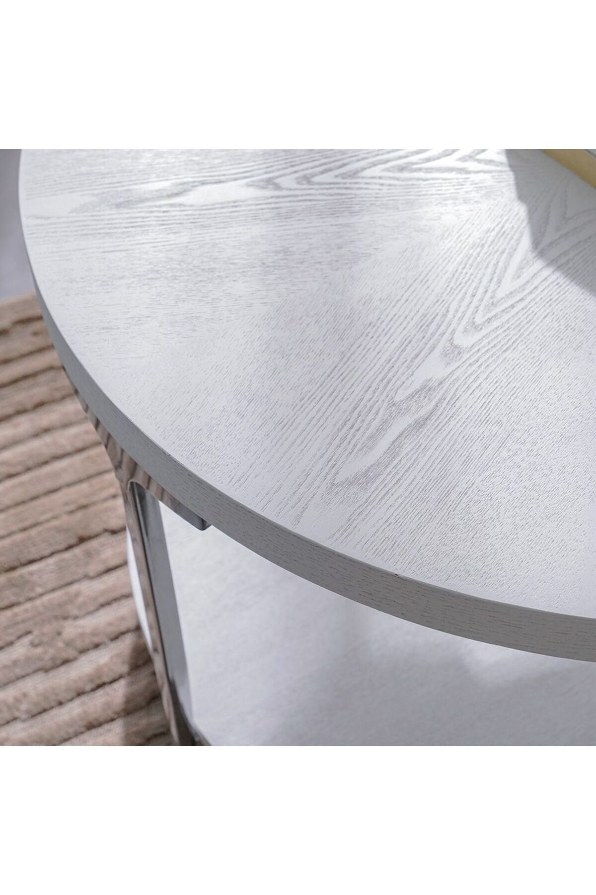 Danube Home-Mello Round Coffee Table  L91.5xW91.5xH50cm - Grey/Silver 4