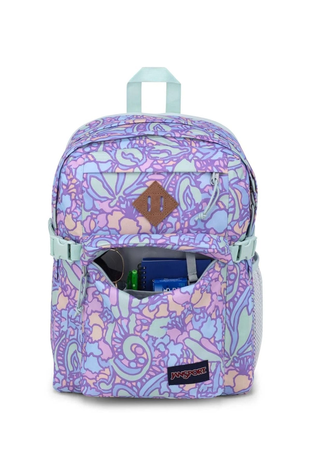 Jansport-Purple backpack with JanSport Main Campus print 2