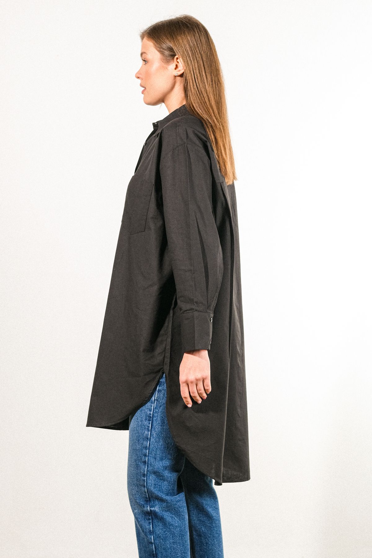 GÖMLEX-Oversized Cotton Fabric Long Shirt 4