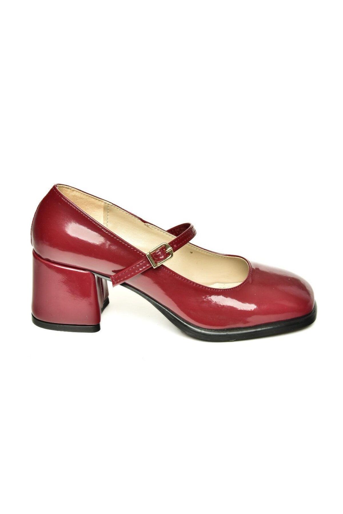 Fox Shoes-U 518422008   Burgundy Patent Leather Thick Heeled Women's Shoes 6