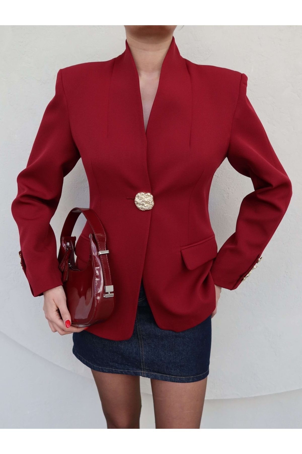 ESRAHELVACI-Gold Buttoned Blazer Jacket 3