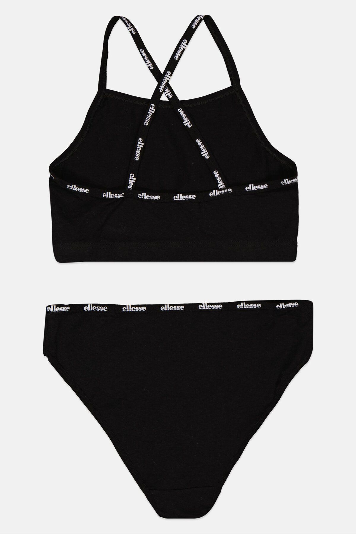 Ellesse-Women 2 Pcs Brand Logo Bralette And Briefs Set, Black 2