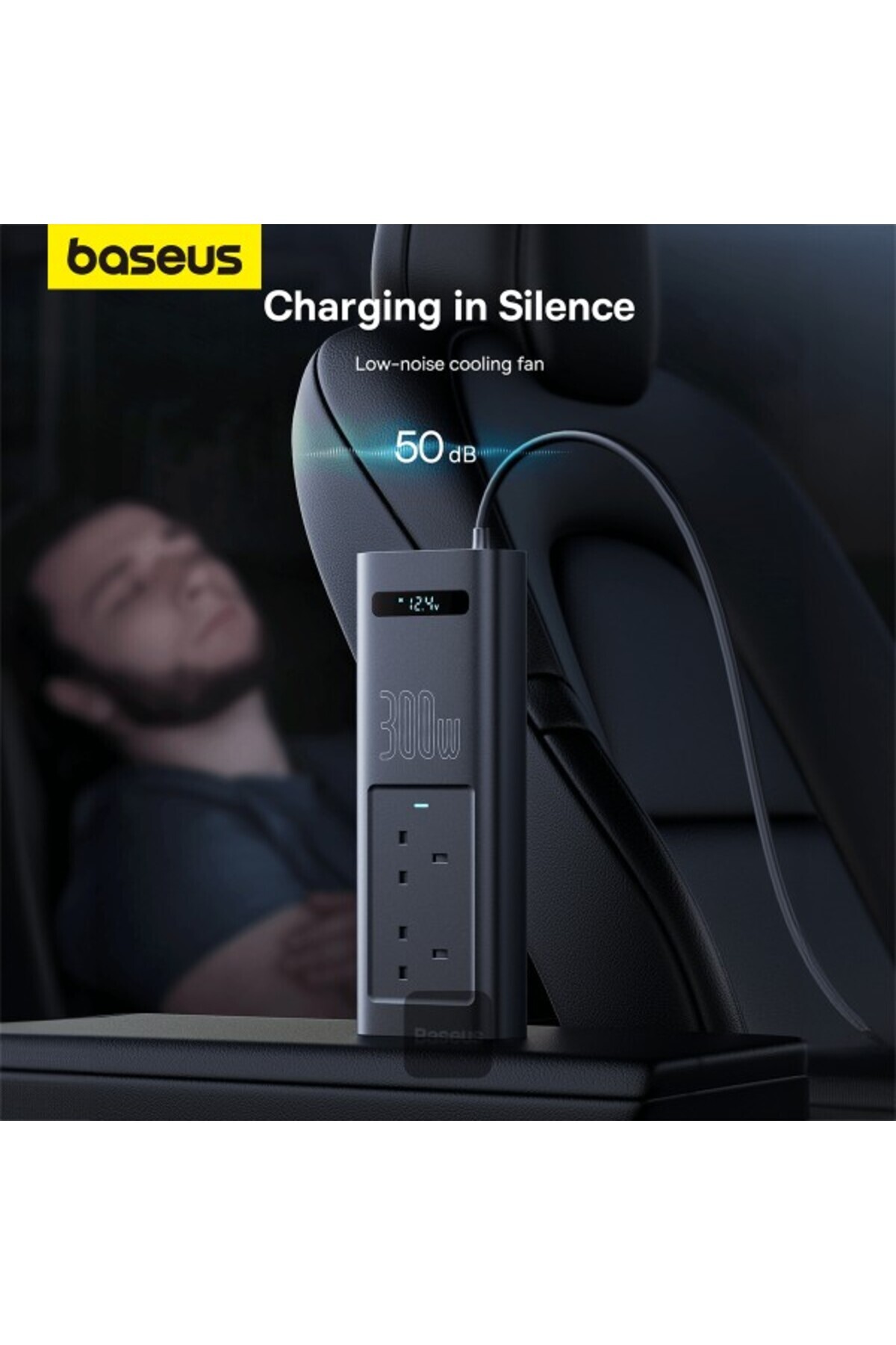 Baseus-Power Inverter 300W (220V UK) Cluster Black 4