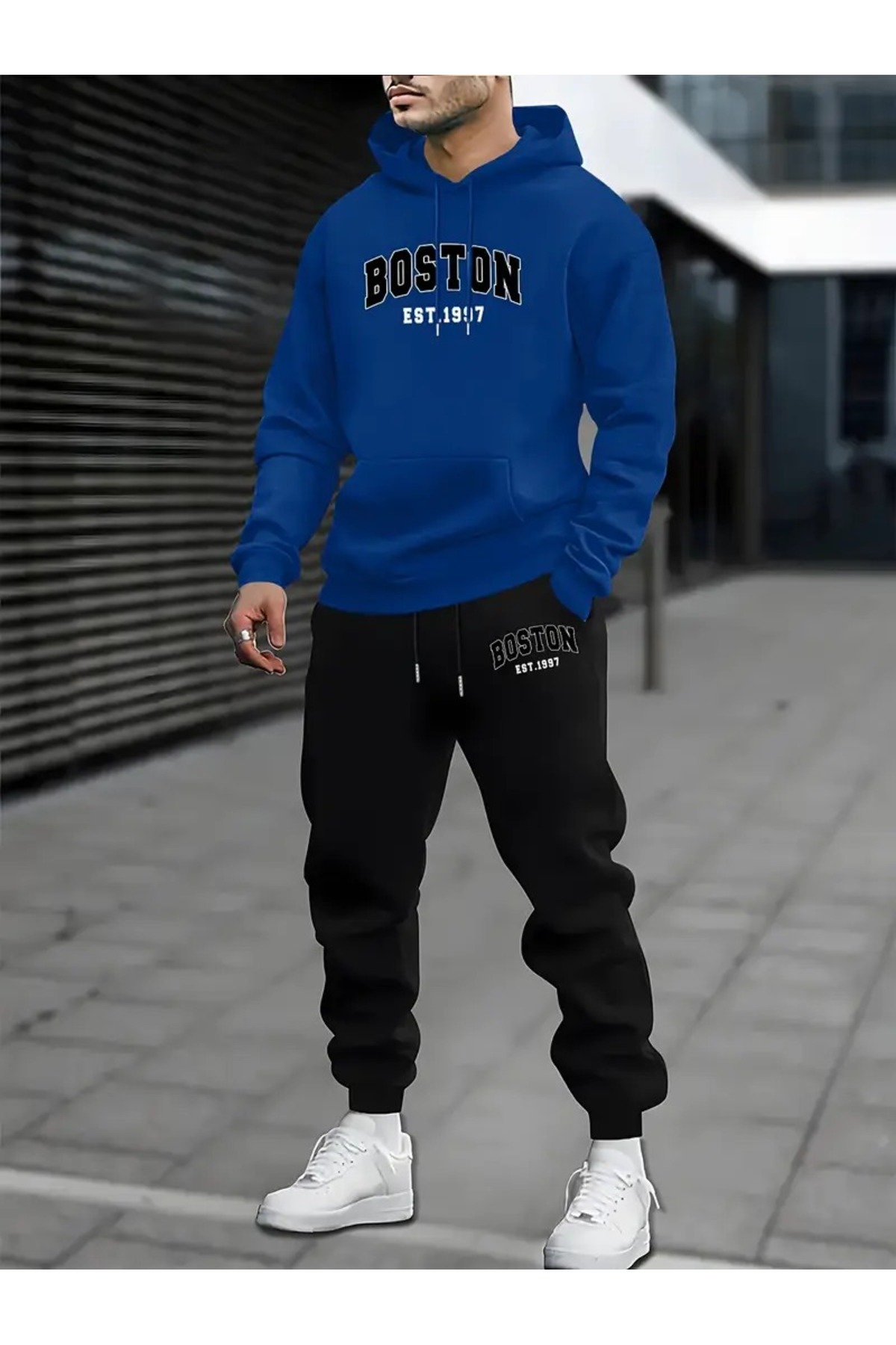 ERKEK BOSTON Baskılı Eşofman Takımı - Kapüşonlu Eşofman Takımı — رنگارنگ BYLAYINAX-KBET002