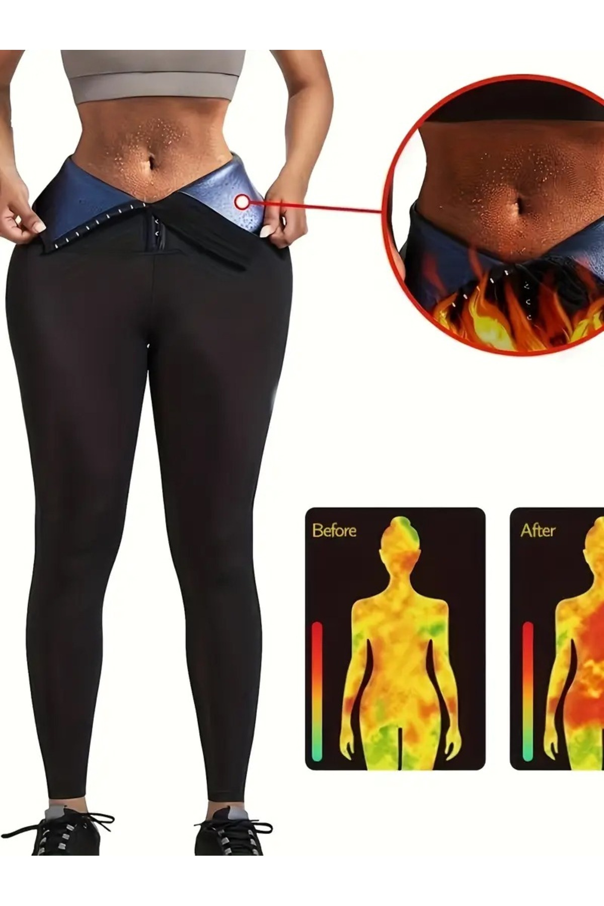 SWEAT FAST Unisex Yüksek Bel Termal Ağraflı Tayt 3 Kademeli Termal Korse Tayt