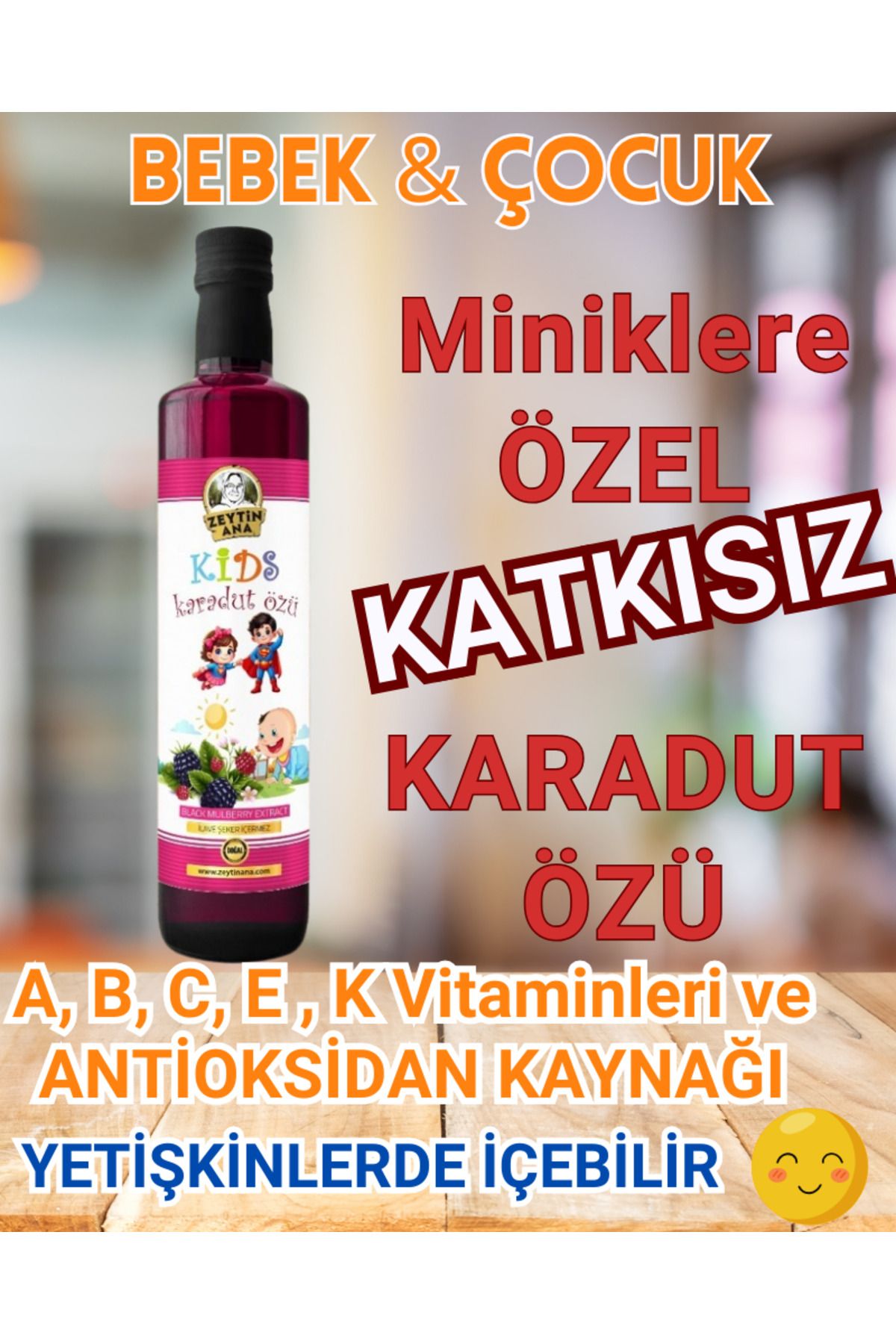 ZEYTİN ANA Kids Bebek & Çocuk Karadut Özü Şeker İlavesiz 700 Gr