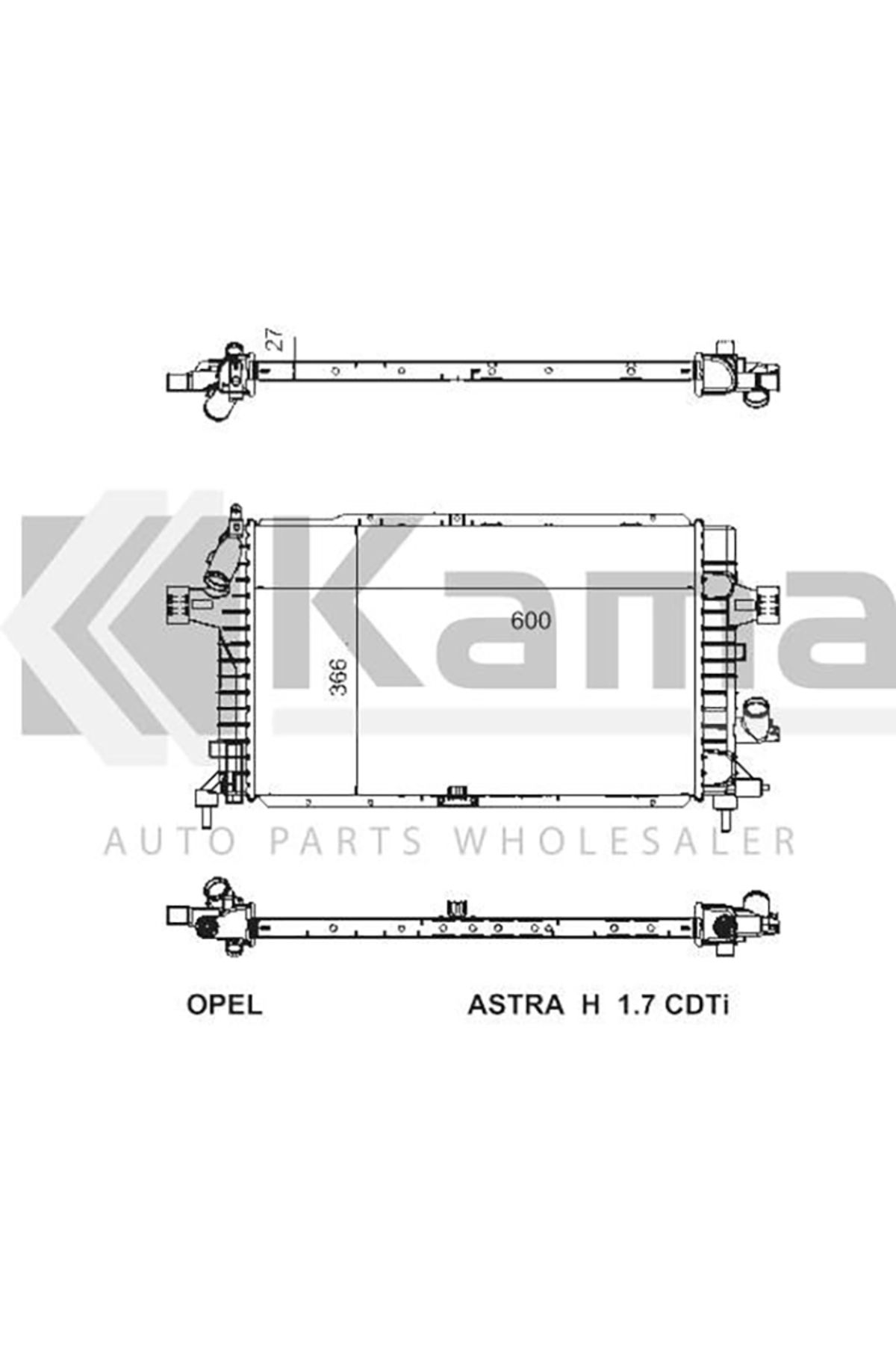 mette 1300269 SU RADYATÖRÜ (600x366x27) OPEL ASTRA-H (Z1.3DT) 04- / ZAFIRA-B (1.7CDTI/1.9CDTI) 05-