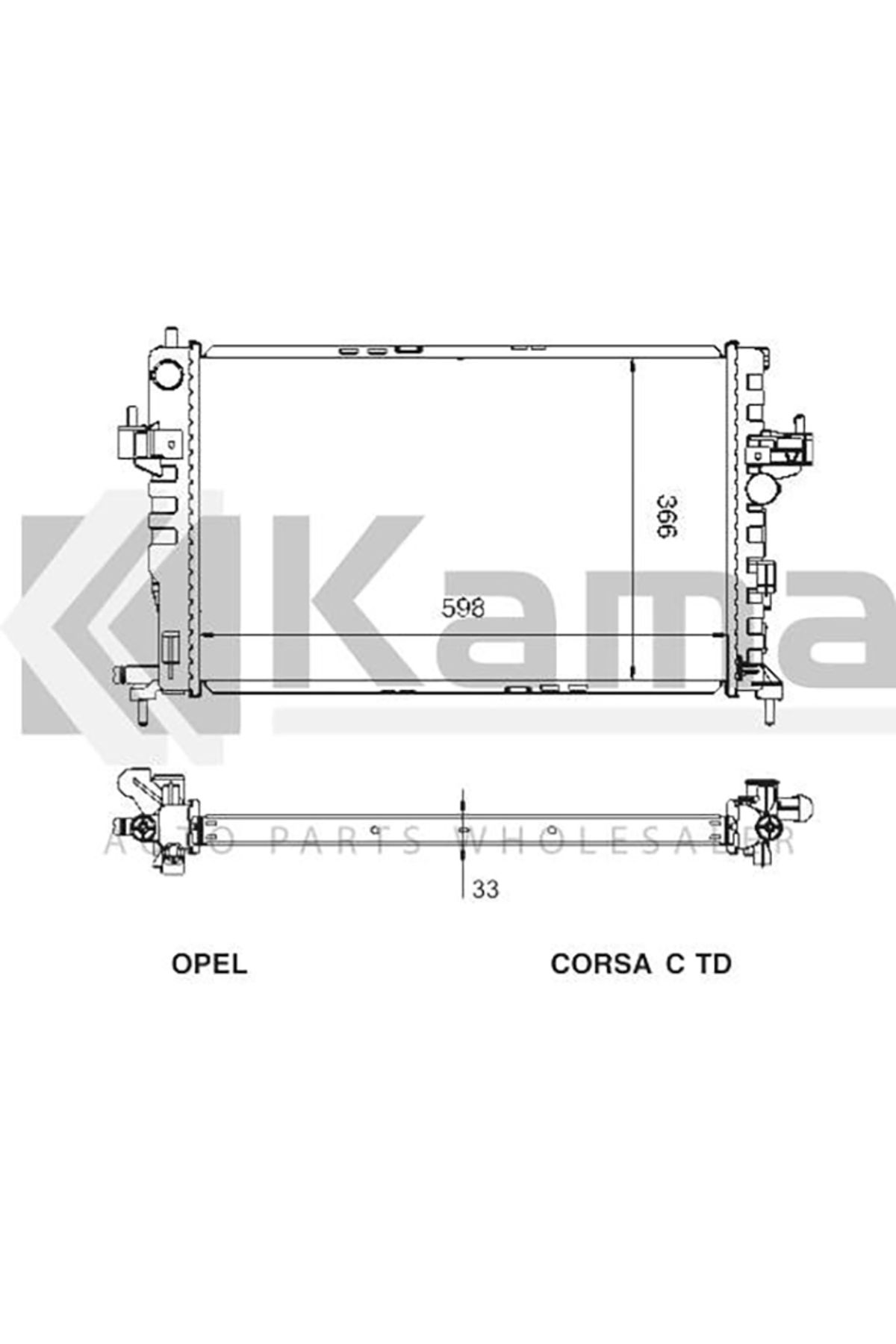mette 1300233 SU RADYATÖRÜ (598x366x33) OPEL COMBO-C (Y1.7DTL/Y1.7DT) 02- / CORSA-C (Y1.7DTL/Y1.7DT) 01-