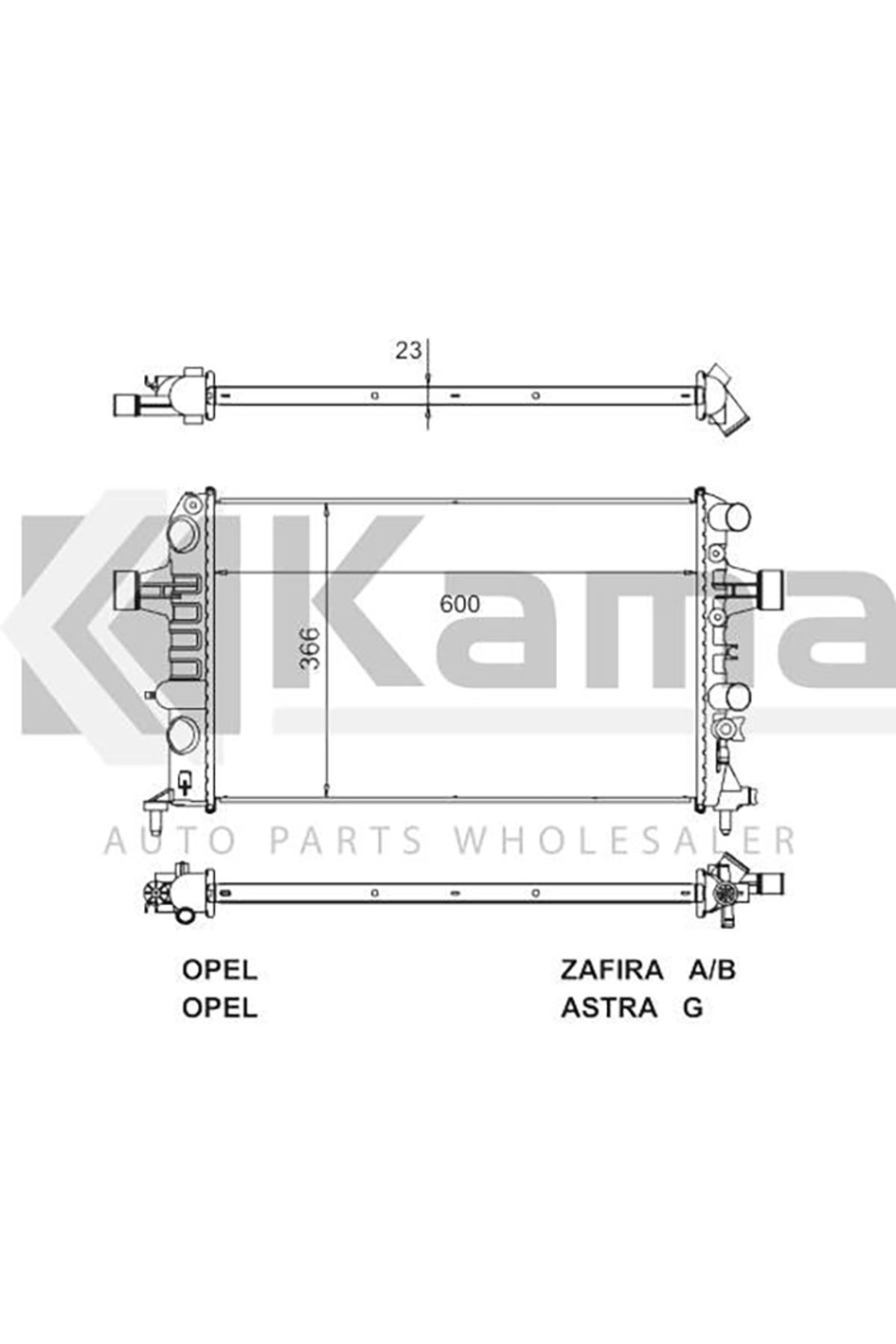 mette 1300258 SU RADYATÖRÜ (600x366x23) OPEL ASTRA-G (Z1.6XEP) 03-